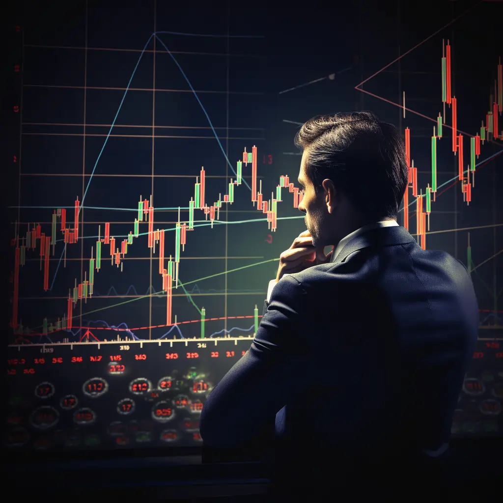 man looking at a chart pattern in CFD trading industries